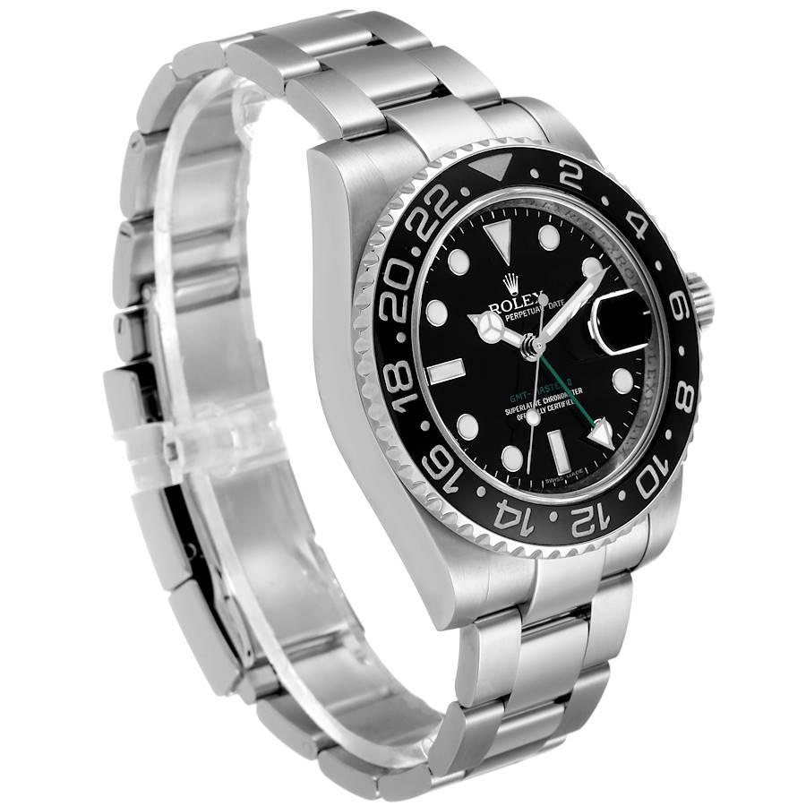 Rolex GMT Master II Black Dial Steel Men's Watch 116710 Box Card In Excellent Condition For Sale In Atlanta, GA
