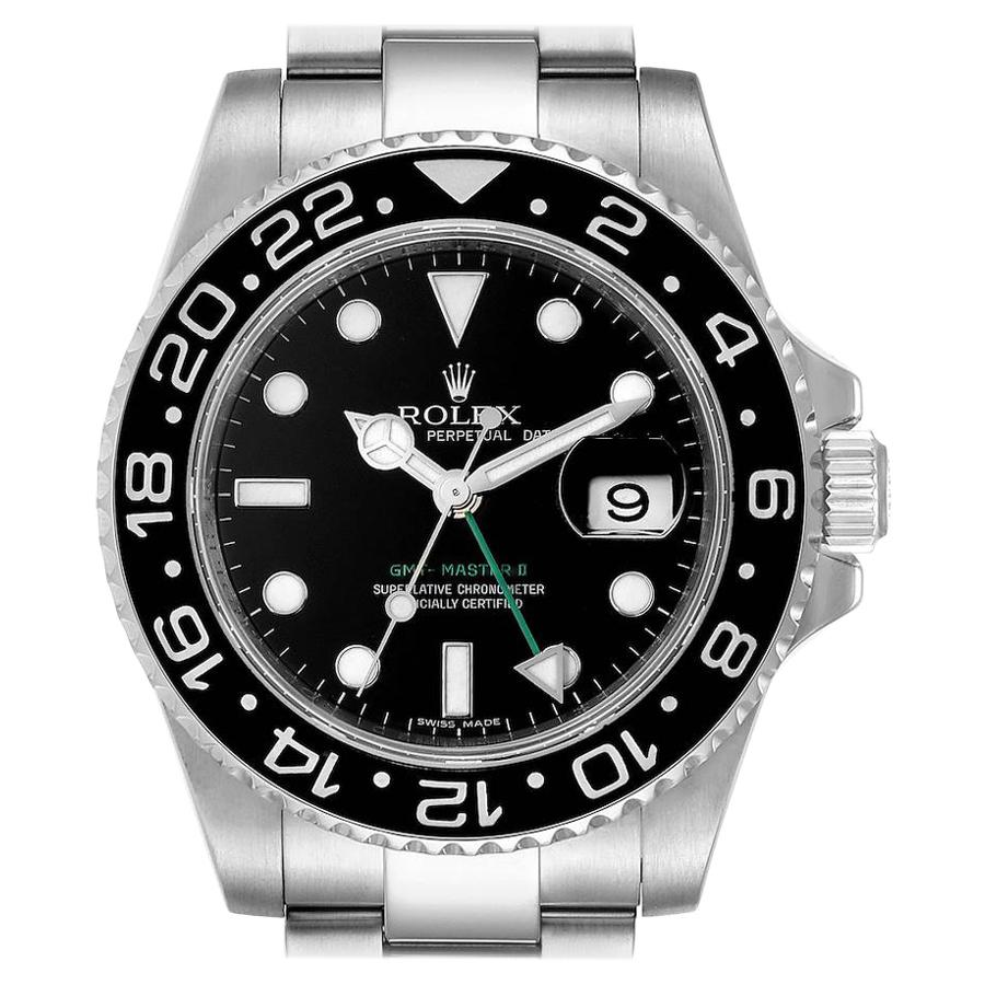 Rolex GMT Master II Black Dial Steel Men's Watch 116710 Box Card For Sale