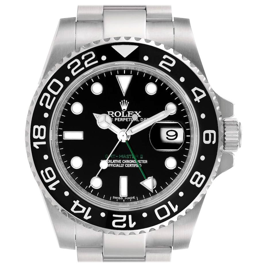 Rolex GMT Master II Black Dial Steel Men's Watch 116710 Box Papers For Sale