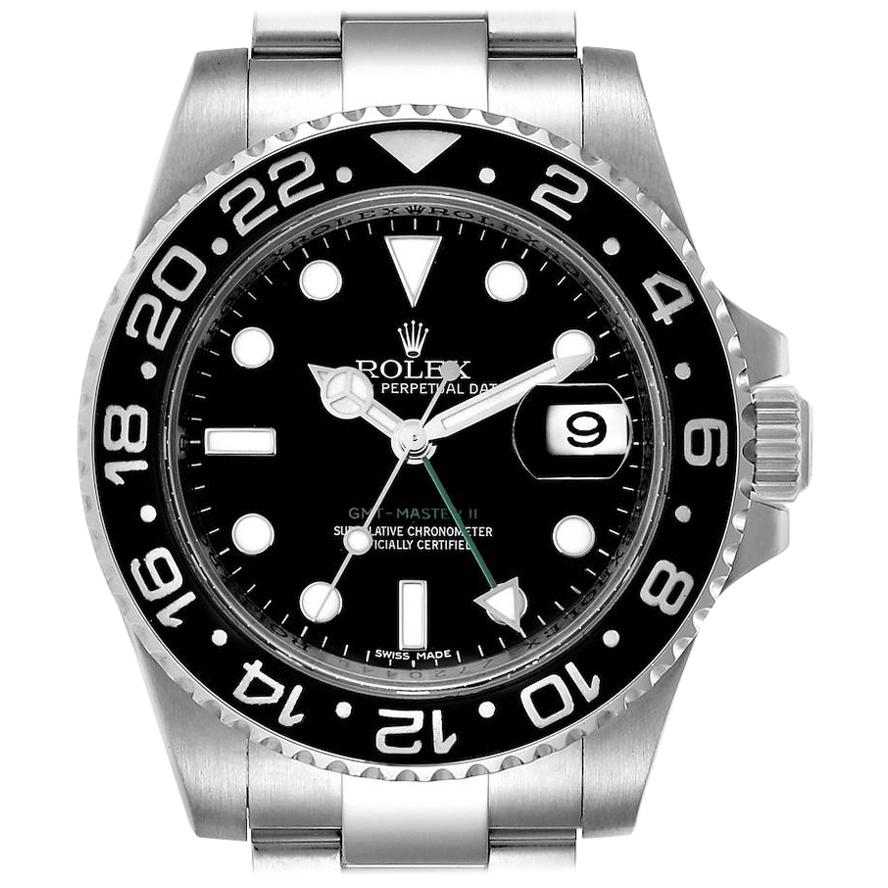 Rolex GMT Master II Black Dial Steel Men's Watch 116710 at 1stDibs