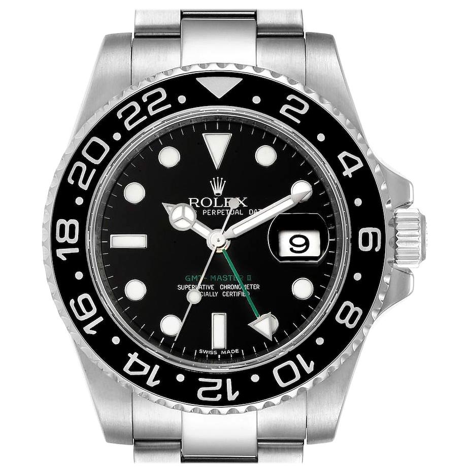 Rolex GMT Master II Black Dial Steel Men's Watch 116710