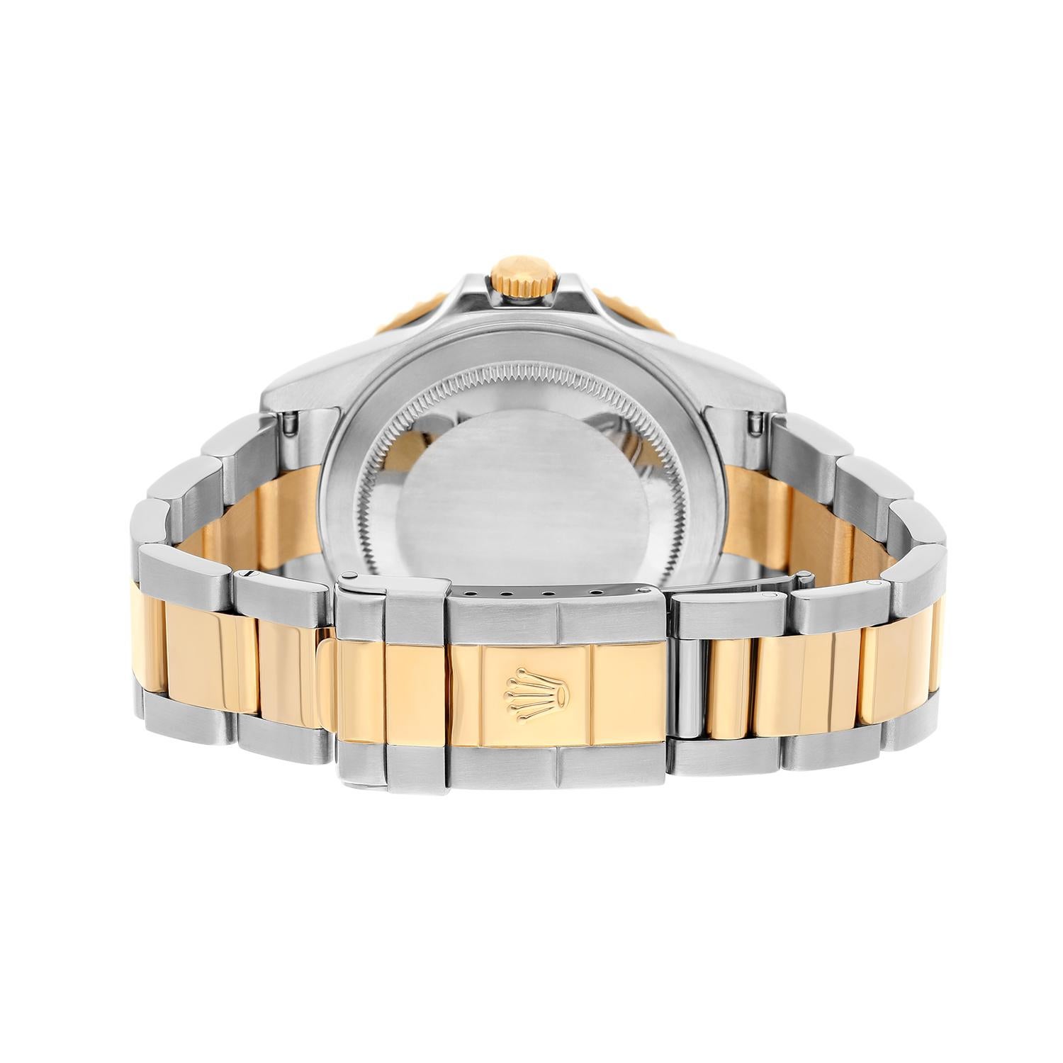 Rolex GMT Master II Black Dial Yellow Gold Steel Mens Watch 16713 - 2008 For Sale 3