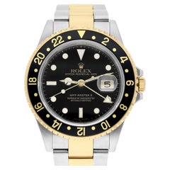 Rolex GMT Master II Black Dial Yellow Gold Steel Mens Watch 16713 Complete 2008