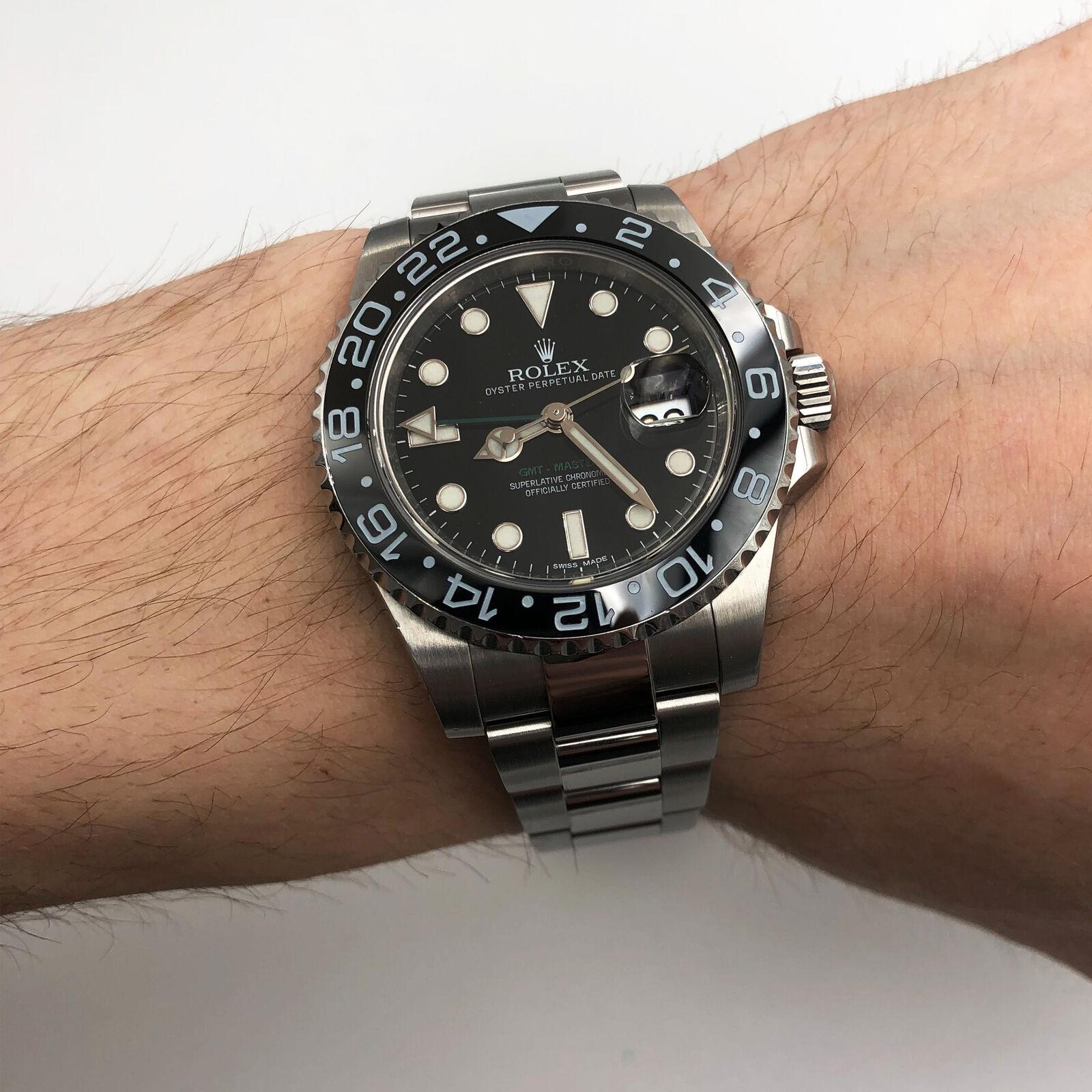 Rolex GMT-Master II Black on Black Green Hand Steel Automatic Men's Watch 116710 1