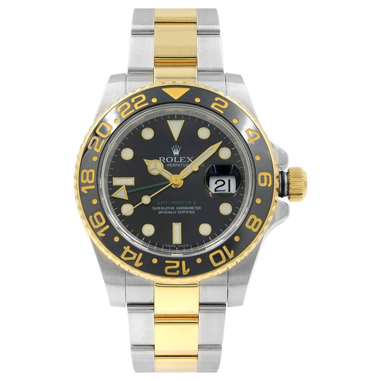 Rolex GMT-Master II Black on Black Steel Yellow Gold Automatic Mens ...