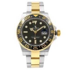 Rolex GMT-Master II Black on Black Steel Yellow Gold Automatic Watch 116713LN