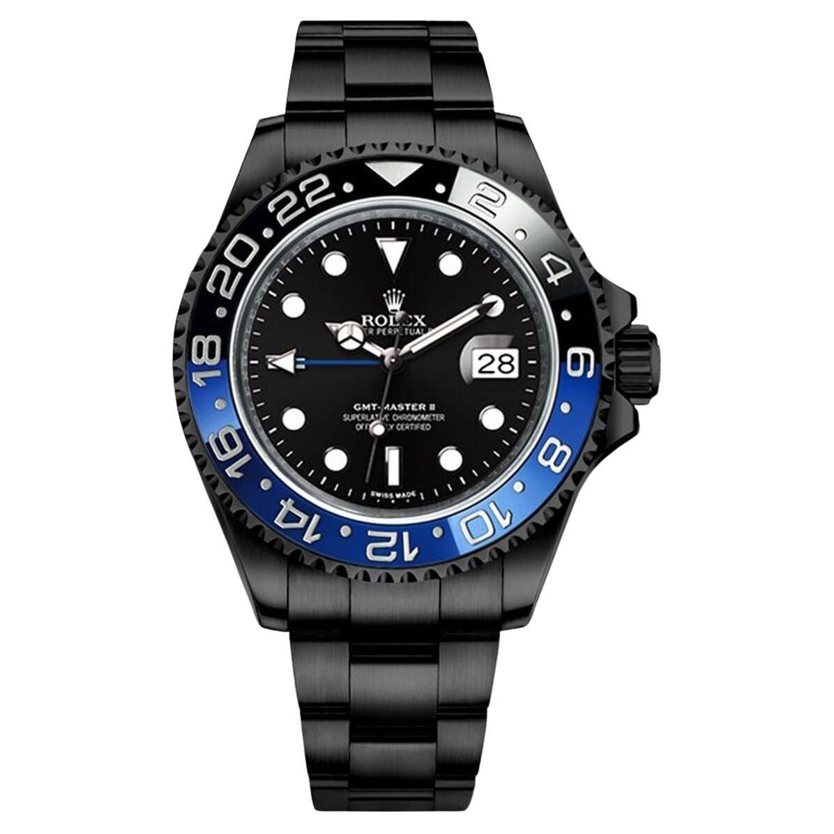 Rolex GMT-Master II Black PVD/DLC Coated Stainless Steel Watch 116710BLNR For Sale