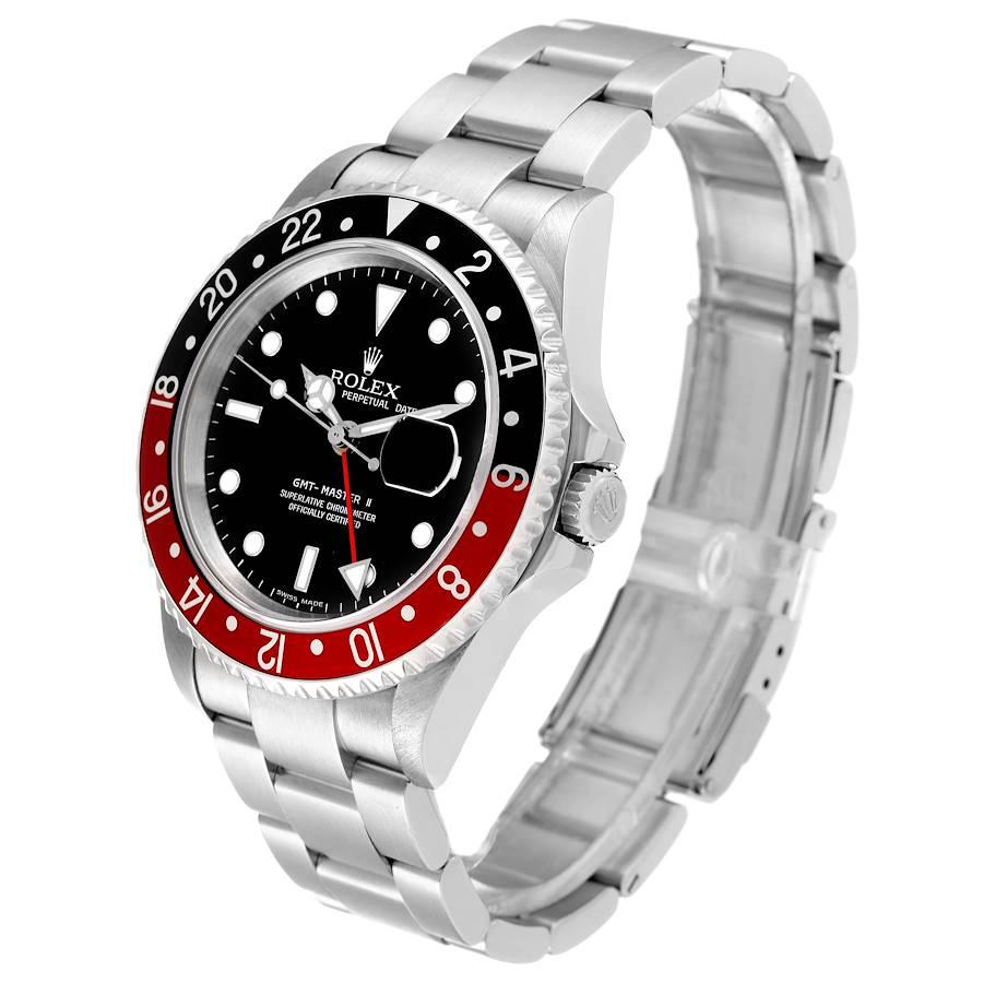 Rolex GMT Master II Black Red Coke Bezel Error Dial Steel Watch 16710 Box Papers In Excellent Condition In Atlanta, GA