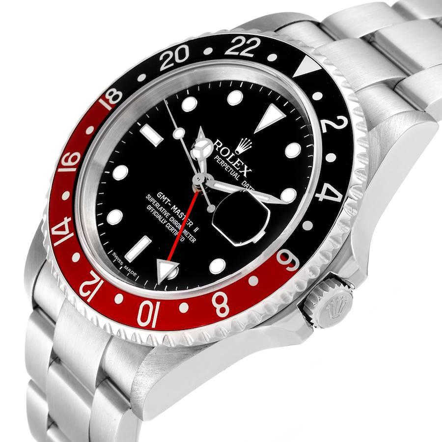 Men's Rolex GMT Master II Black Red Coke Bezel Error Dial Steel Watch 16710 Box Papers