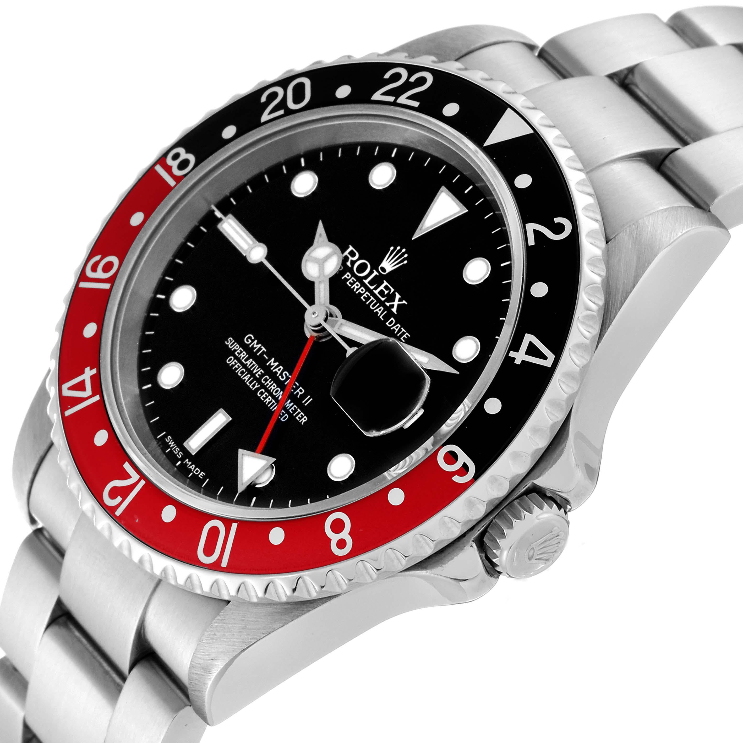 Rolex GMT Master II Black Red Coke Bezel Error Dial Steel Watch 16710 Box Papers 2
