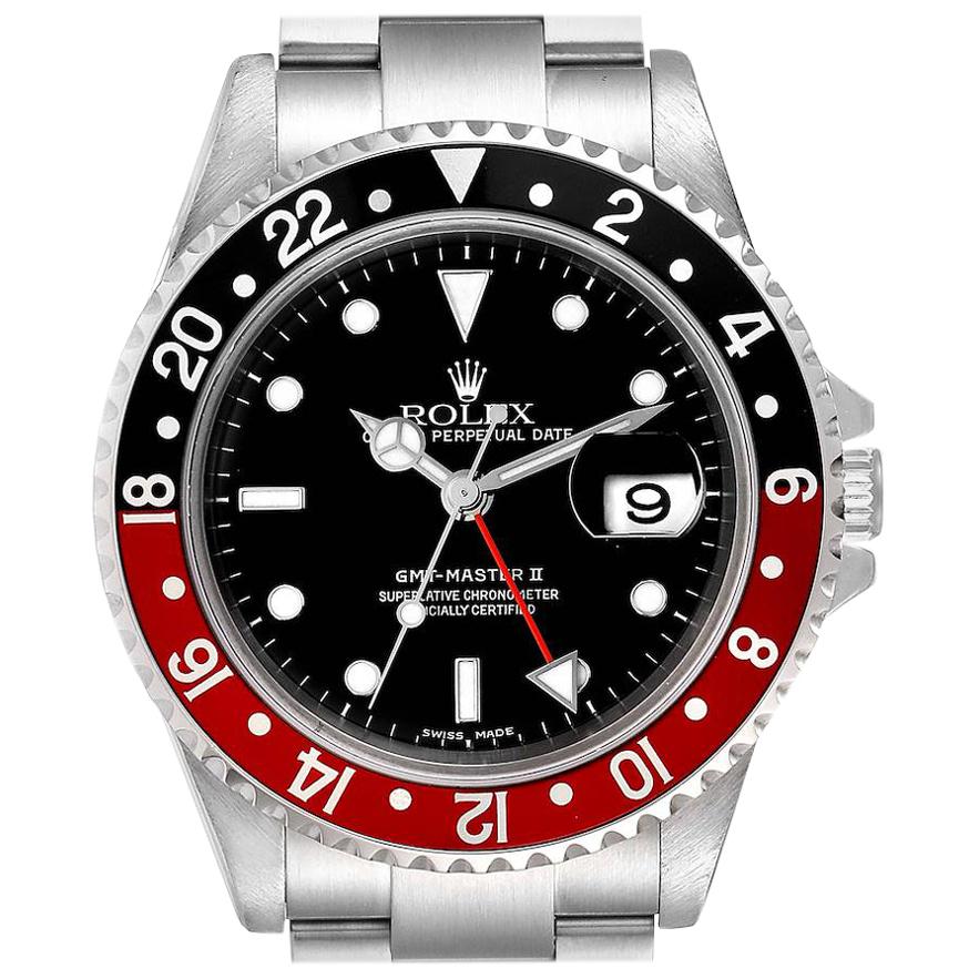 Rolex GMT Master II Black Red Coke Bezel Men's Watch 16710 Box