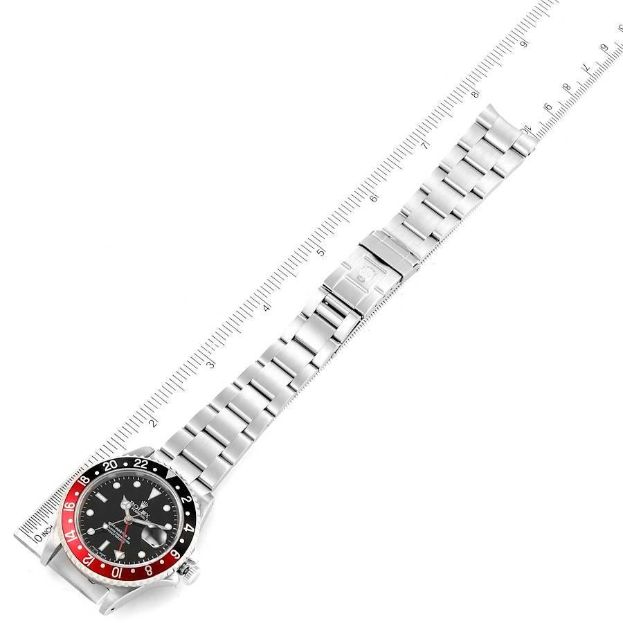 Rolex GMT Master II schwarz-rote Coke-Lünette Stahl Herrenuhr 16710 Box Papiere 7