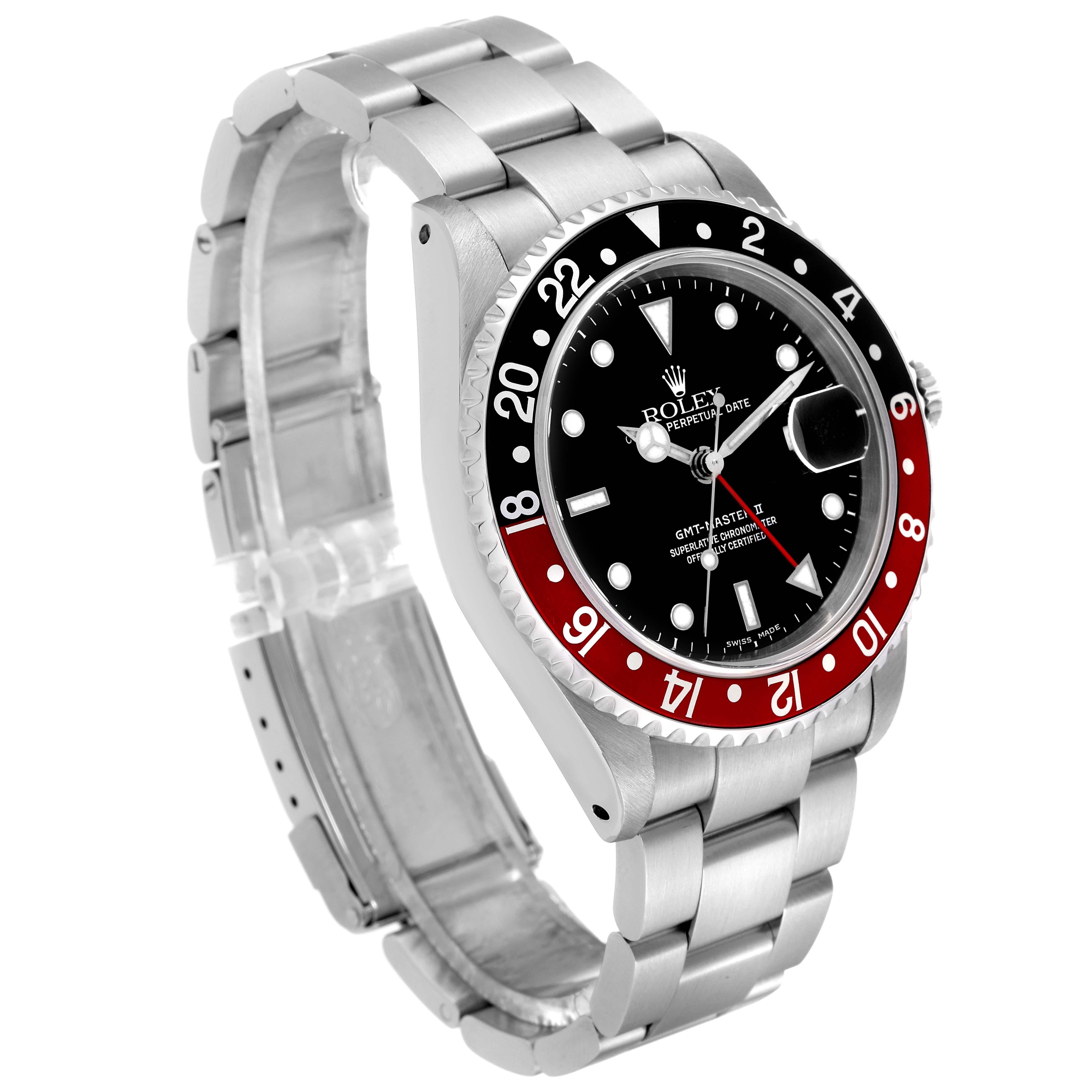Rolex GMT Master II Black Red Coke Bezel Steel Mens Watch 16710 Box Papers For Sale 8