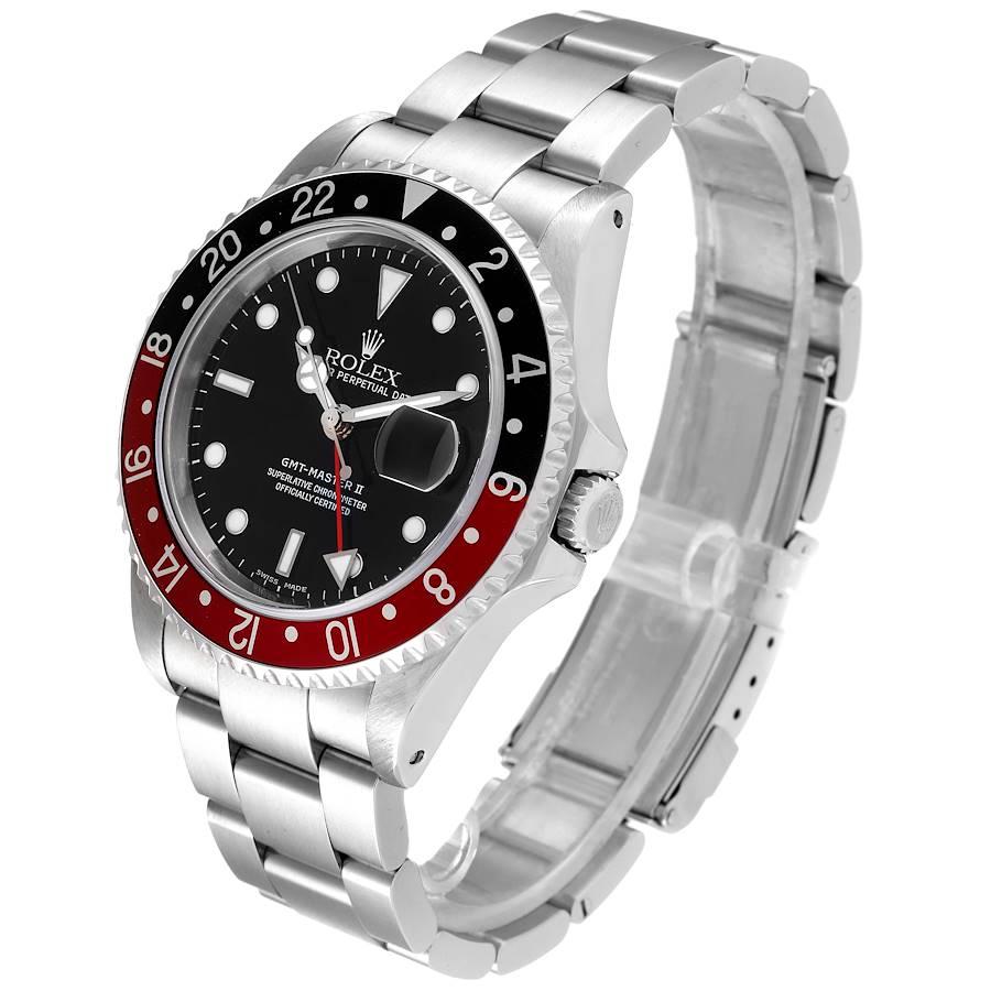 Rolex GMT Master II schwarz-rote Coke-Lünette Stahl Herrenuhr 16710 Box Papiere 1