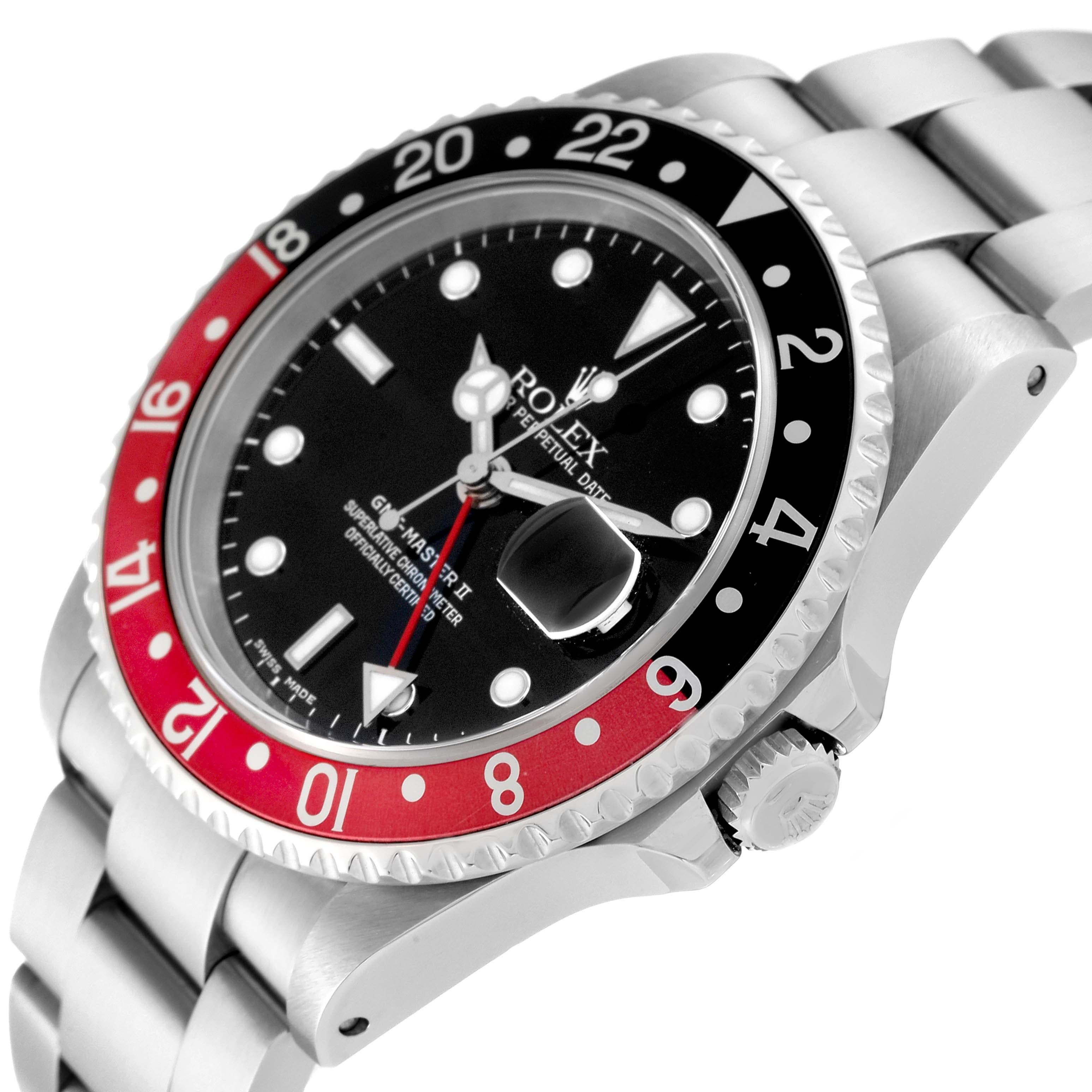  Rolex GMT Master II Black Red Coke Bezel Steel Mens Watch 16710 Box Papers Pour hommes 