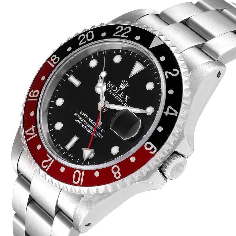 Rolex GMT Master II schwarz-rote Coke-Lünette Stahl Herrenuhr 16710 Box Papiere 2