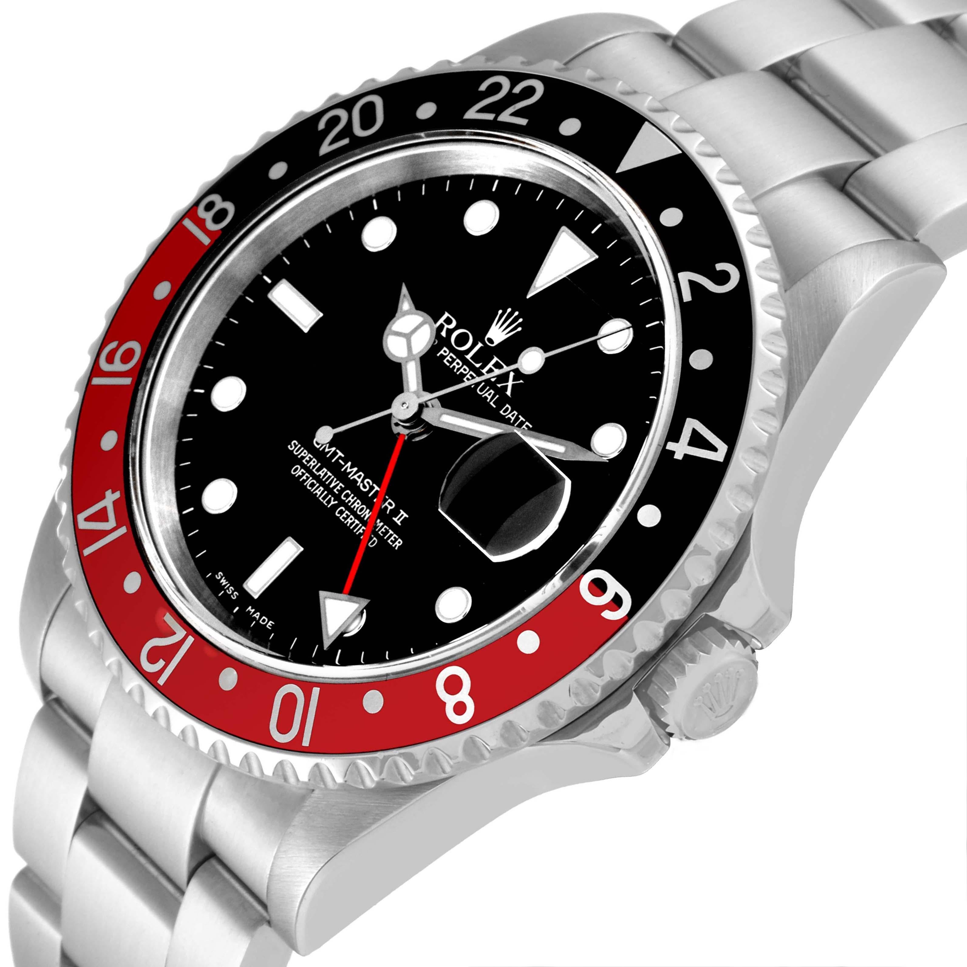 Rolex GMT Master II Black Red Coke Bezel Steel Mens Watch 16710 Box Papers 1
