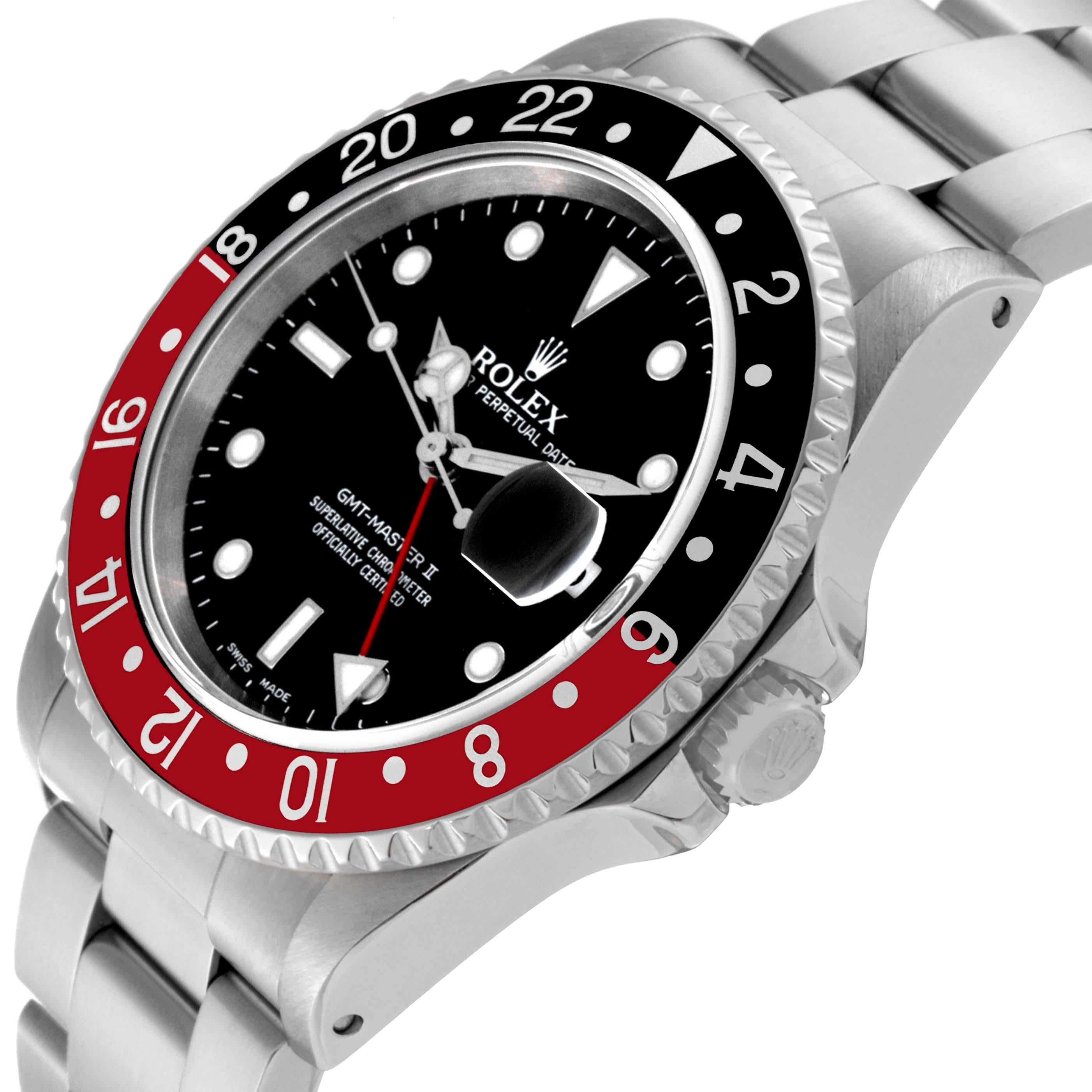 Rolex GMT Master II Black Red Coke Bezel Steel Mens Watch 16710 Box Papers 3