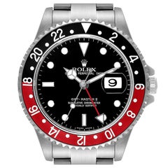Rolex GMT Master II schwarz-rote Coke-Lünette Stahl Herrenuhr 16710 Box Papiere
