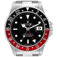 Rolex GMT Master II Black Red Coke Bezel Steel Mens Watch 16710 Box Papers