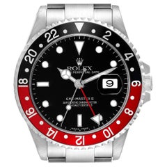 Rolex GMT Master II Black Red Coke Bezel Steel Mens Watch 16710 Box Papers