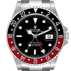 Rolex GMT Master II schwarz-rote Coke-Lünette Stahl Herrenuhr 16710 Box Papiere