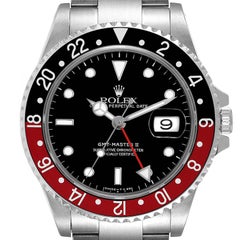 Rolex GMT Master II Black Red Coke Bezel Steel Mens Watch 16710 Box Papers