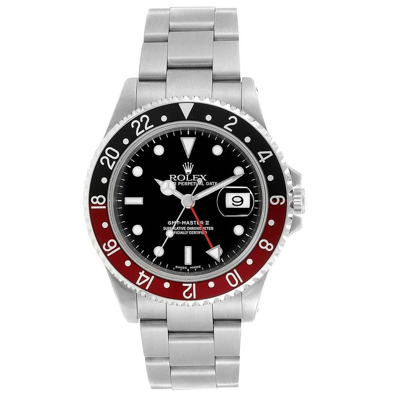 Rolex GMT Master II Black Red Coke Bezel Steel Men's Watch 16710 For ...
