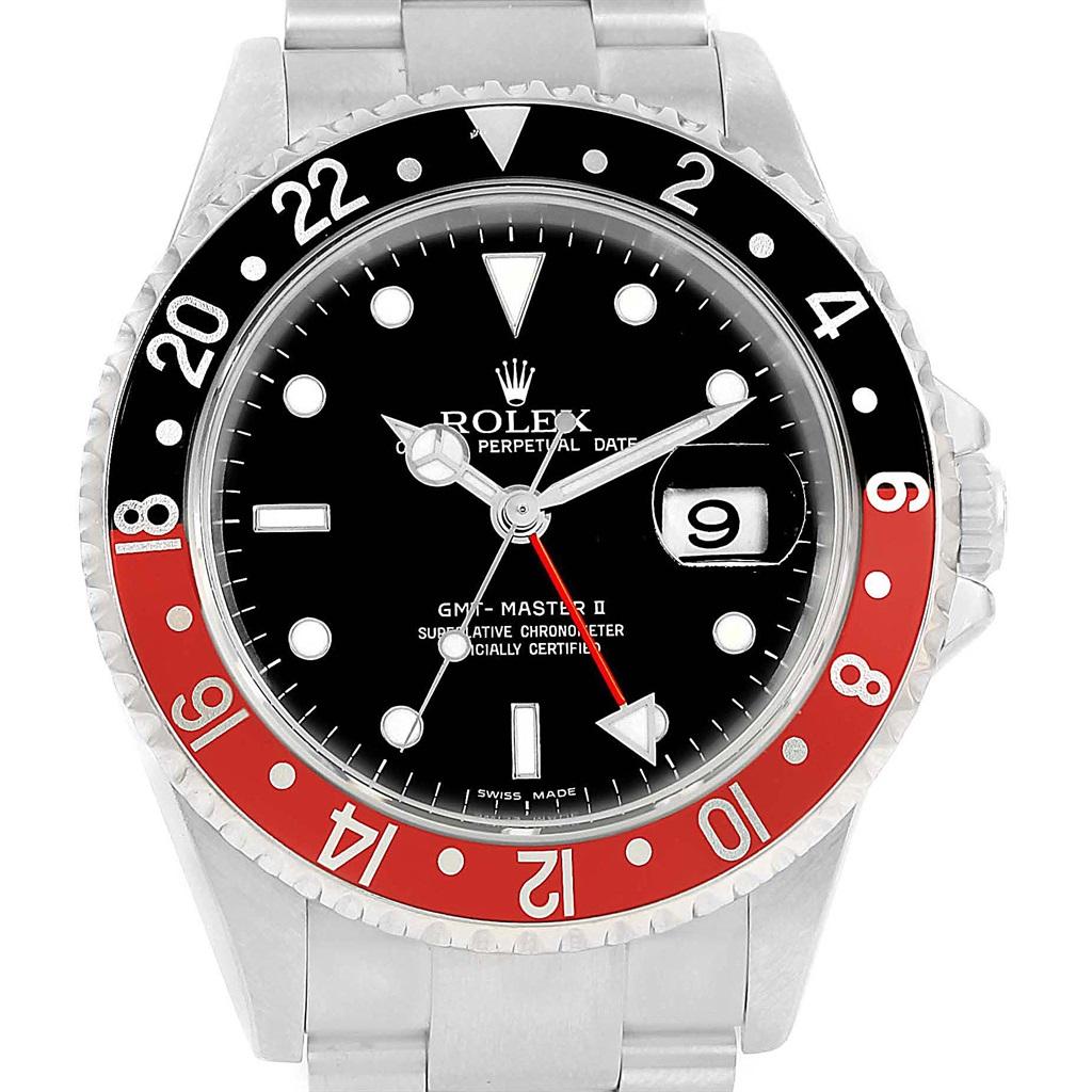 Rolex GMT Master II Black Red Coke Bezel Steel Men’s Watch 16710 In Good Condition For Sale In Atlanta, GA