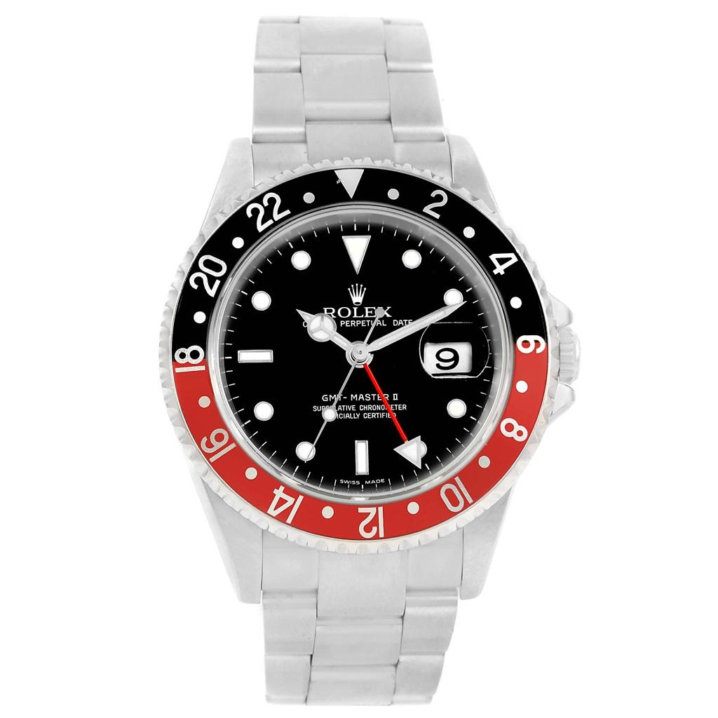 Men's Rolex GMT Master II Black Red Coke Bezel Steel Men’s Watch 16710