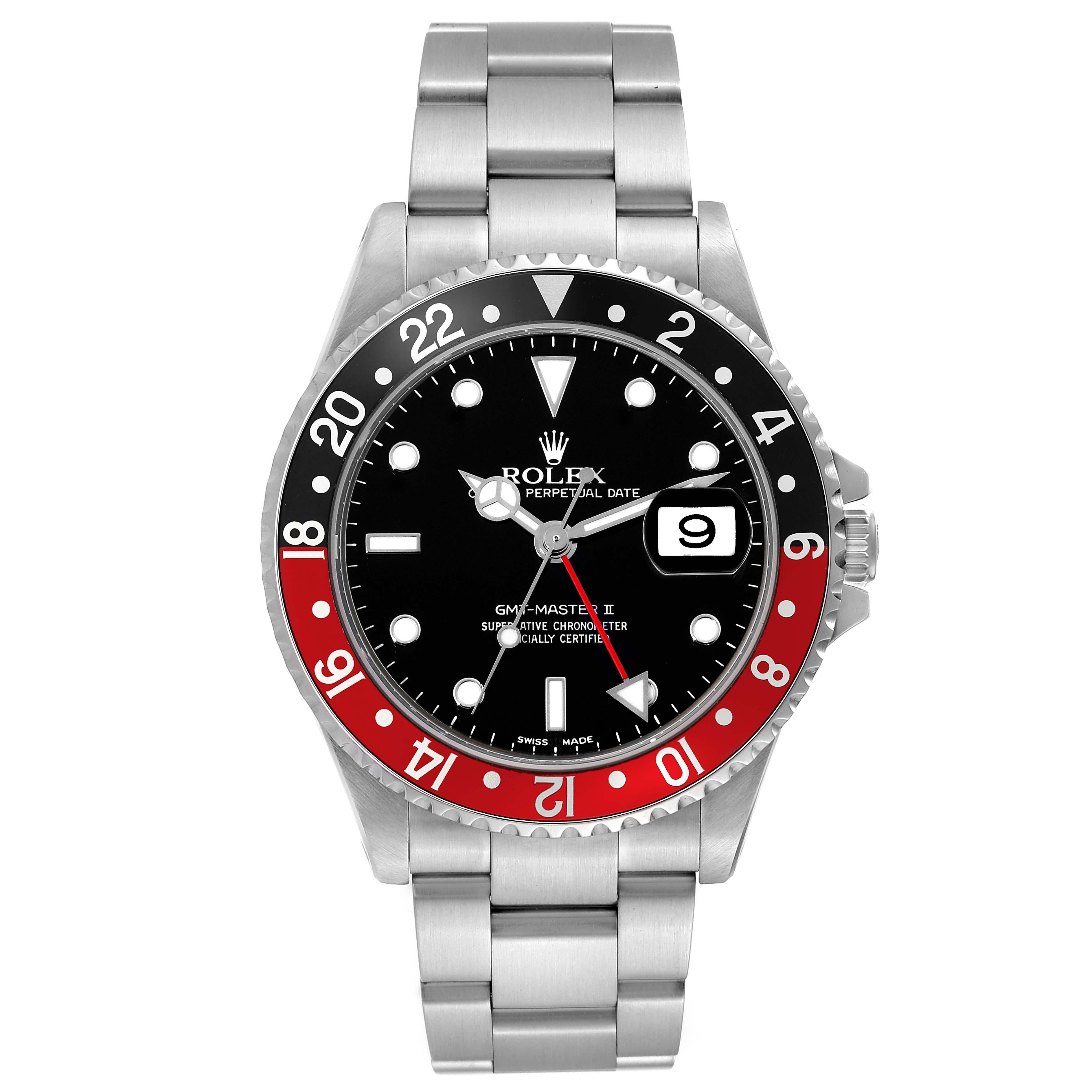 Rolex GMT Master II Black Red Coke Bezel Steel Mens Watch 16710 1