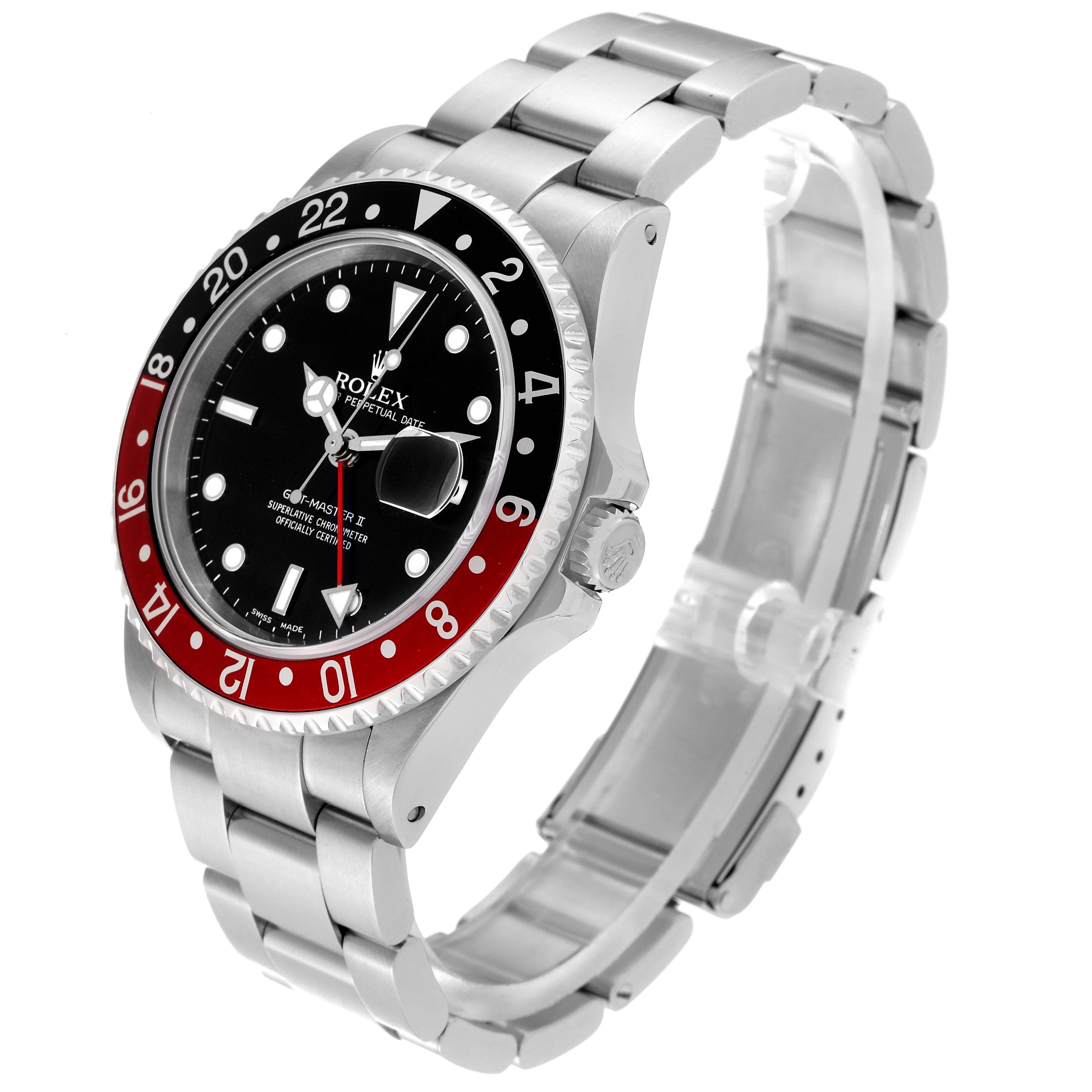 Rolex GMT Master II Black Red Coke Bezel Steel Mens Watch 16710 For Sale 2