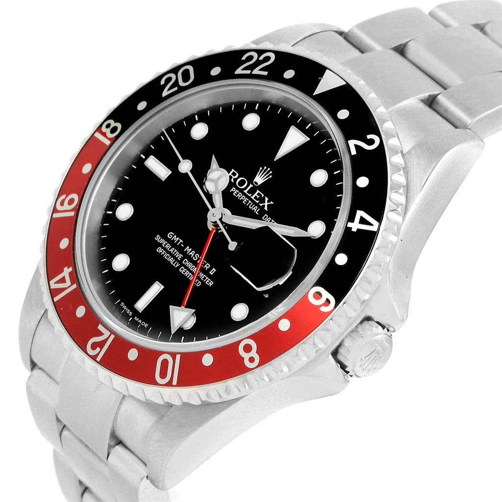 Rolex GMT Master II Black Red Coke Bezel Steel Men’s Watch 16710 For Sale 3