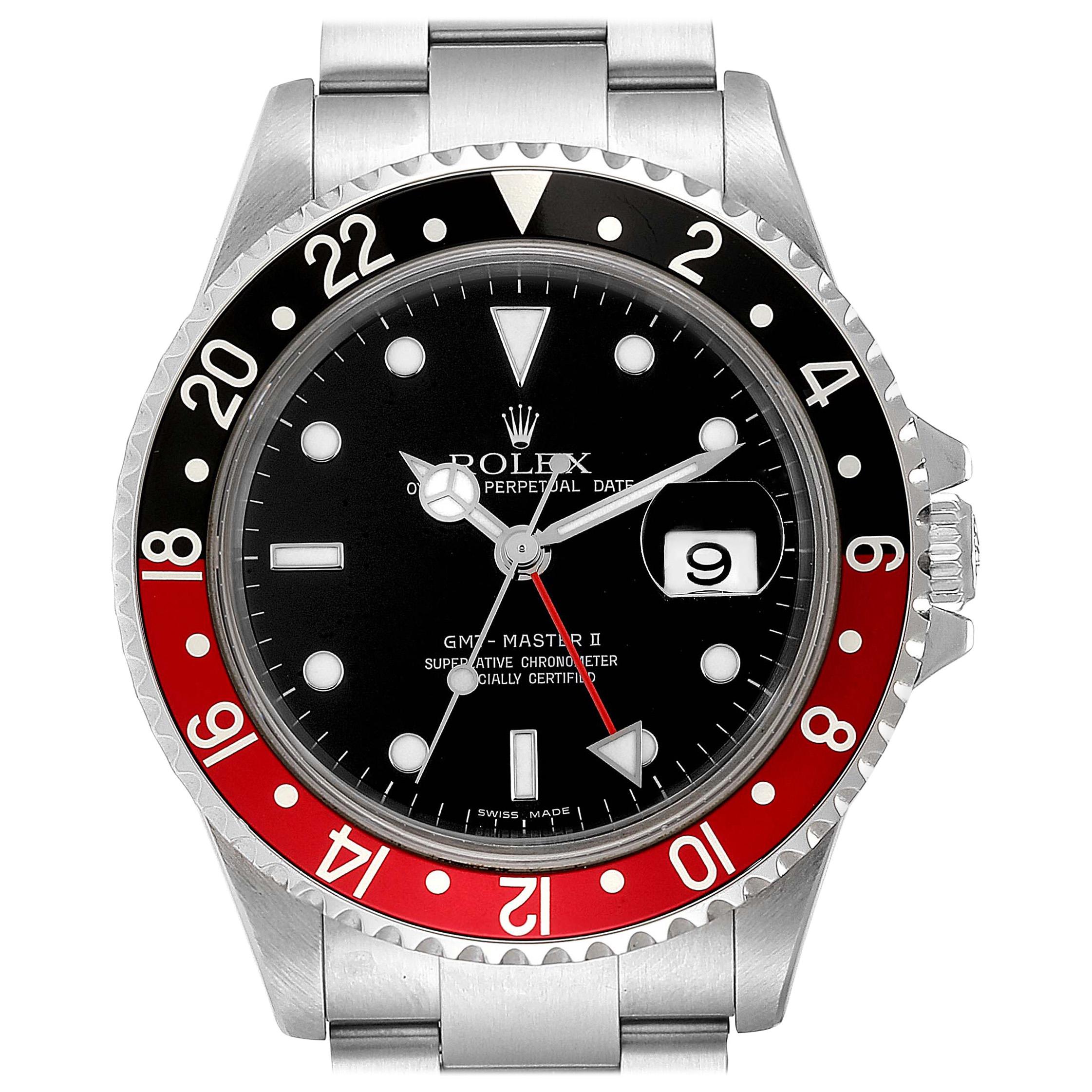 Rolex GMT Master II Black Red Coke Bezel Steel Men's Watch 16710 For Sale