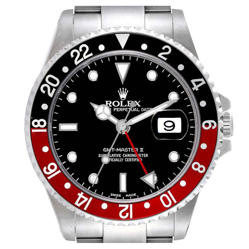 Rolex GMT Master II Nero Rosso Coca Cola Lunetta Acciaio Orologio Uomo 16710