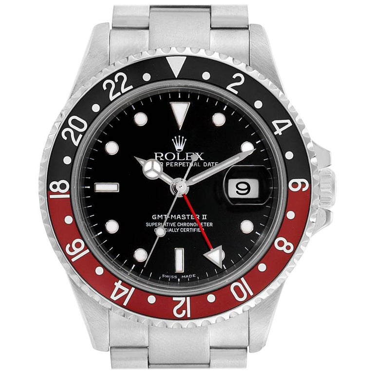 Rolex GMT Master II Black Red Coke Bezel Steel Men's Watch 16710 For ...