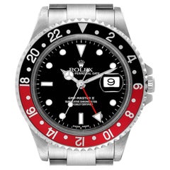 Rolex GMT Master II Black Red Coke Bezel Steel Mens Watch 16710