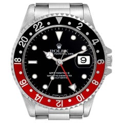 Rolex GMT Master II Black Red Coke Bezel Steel Mens Watch 16710