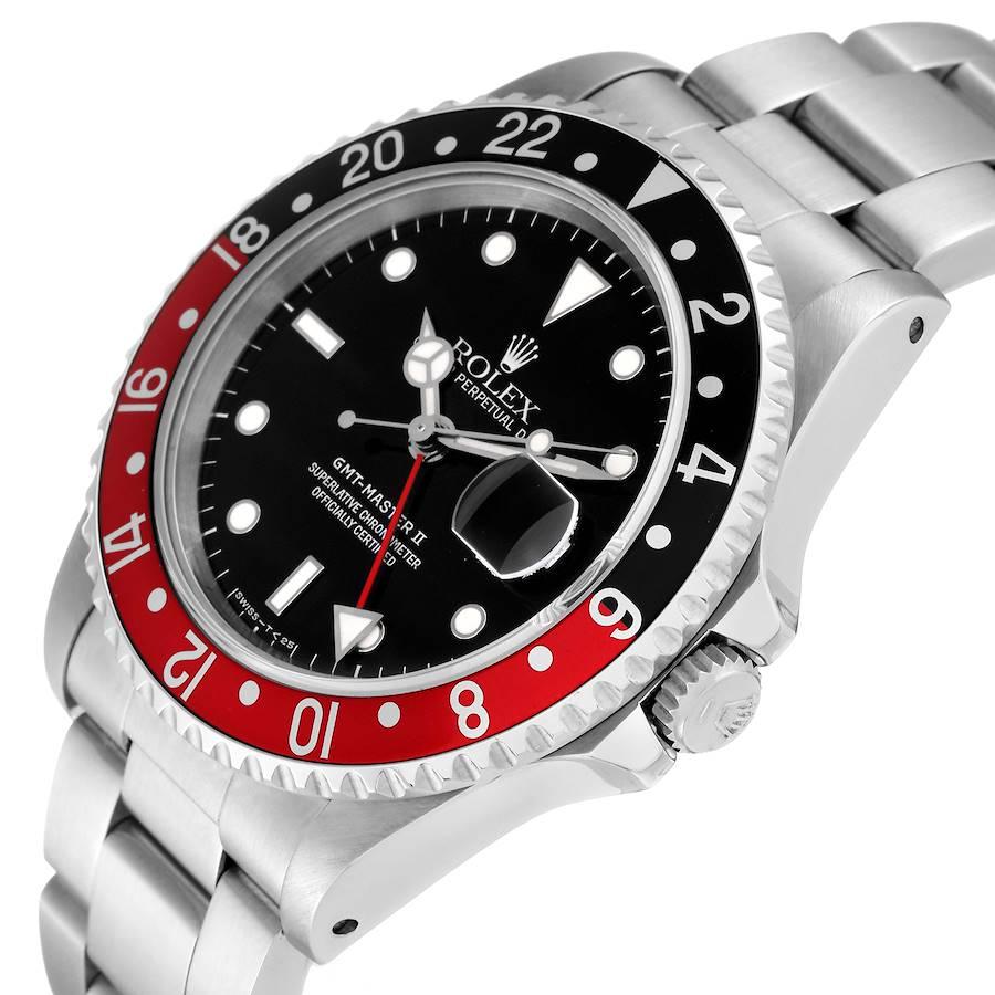 Rolex GMT Master II Black Red Coke Bezel Steel Watch 16710 In Excellent Condition In Atlanta, GA