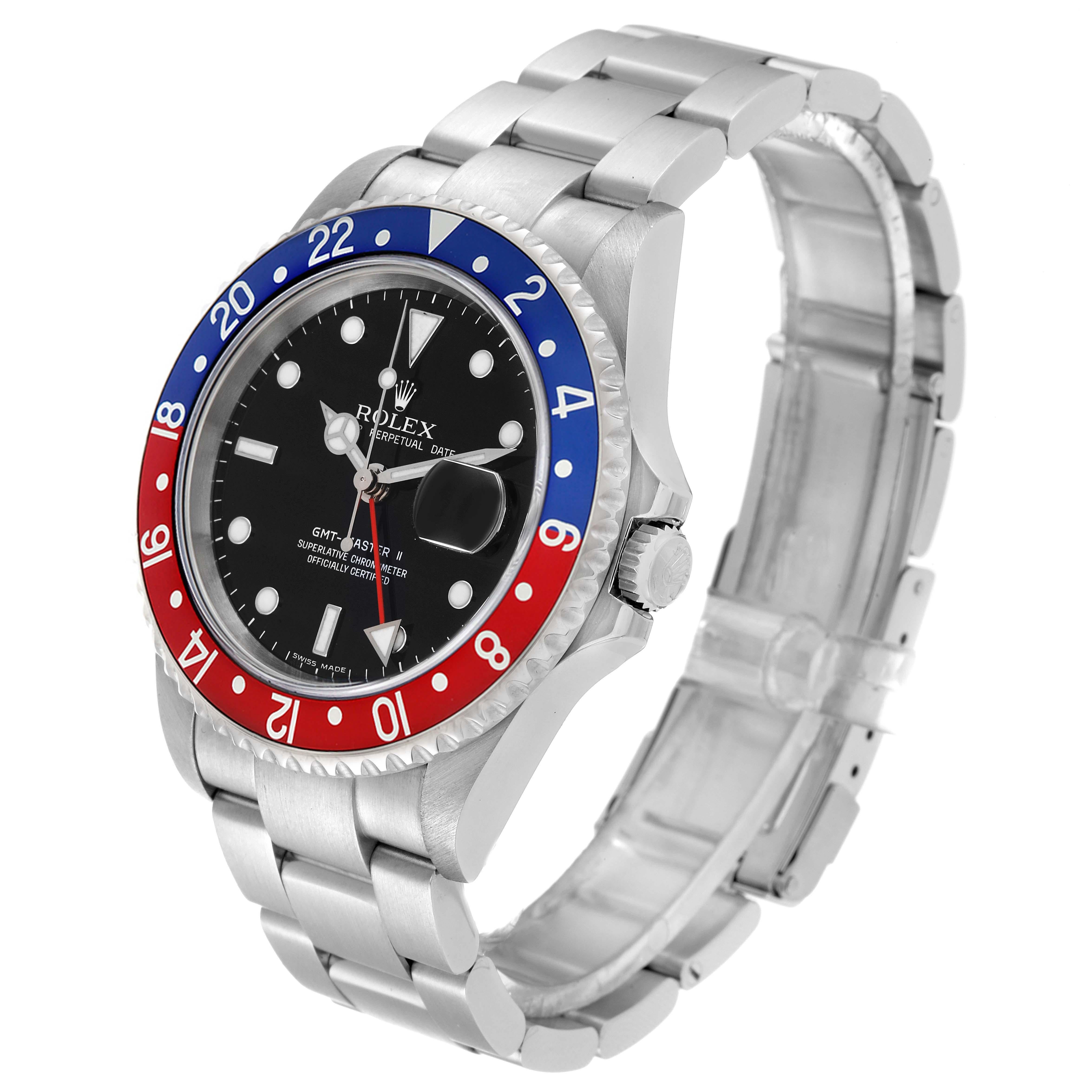 Rolex GMT Master II Blue Red Pepsi Bezel Error Dial Steel Mens Watch 16710 For Sale 6