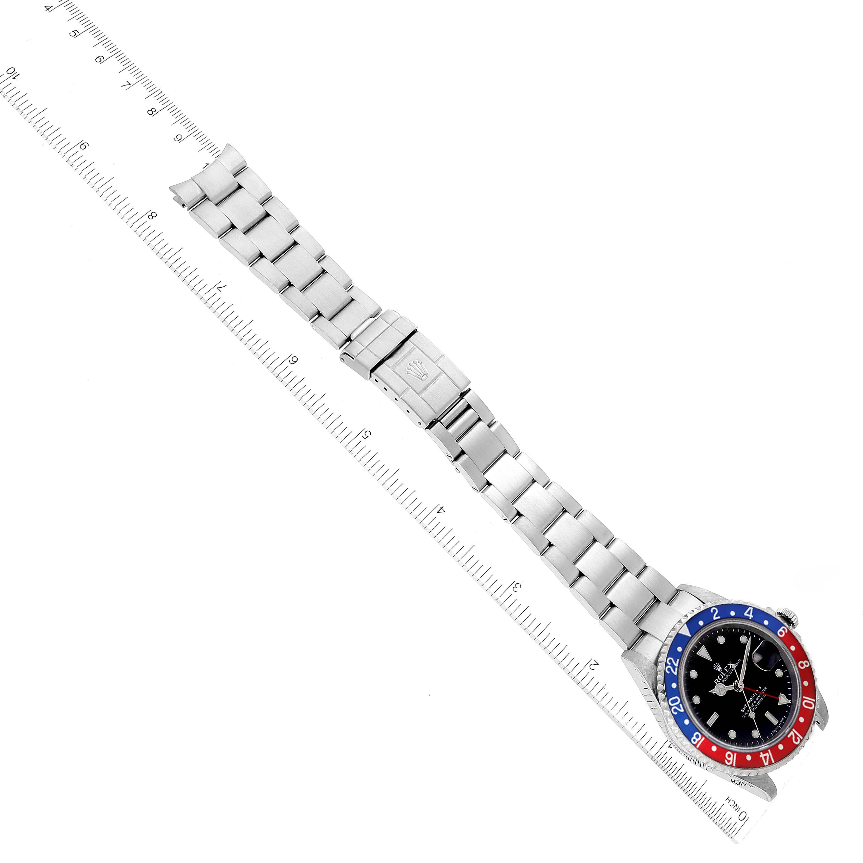 Rolex GMT Master II Blue Red Pepsi Bezel Error Dial Steel Mens Watch 16710 For Sale 7