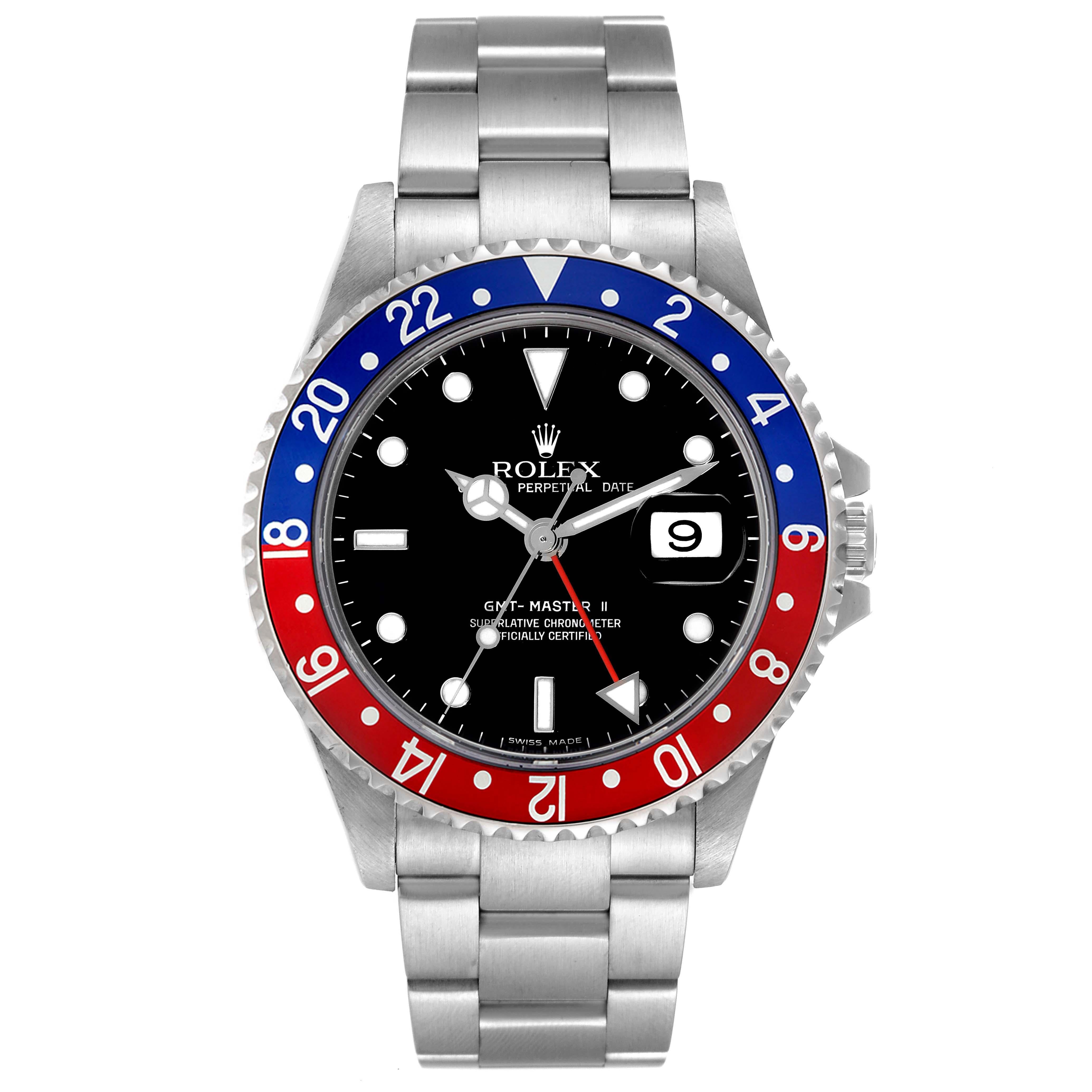 Rolex GMT Master II Blue Red Pepsi Bezel Error Dial Steel Mens Watch 16710 For Sale 3