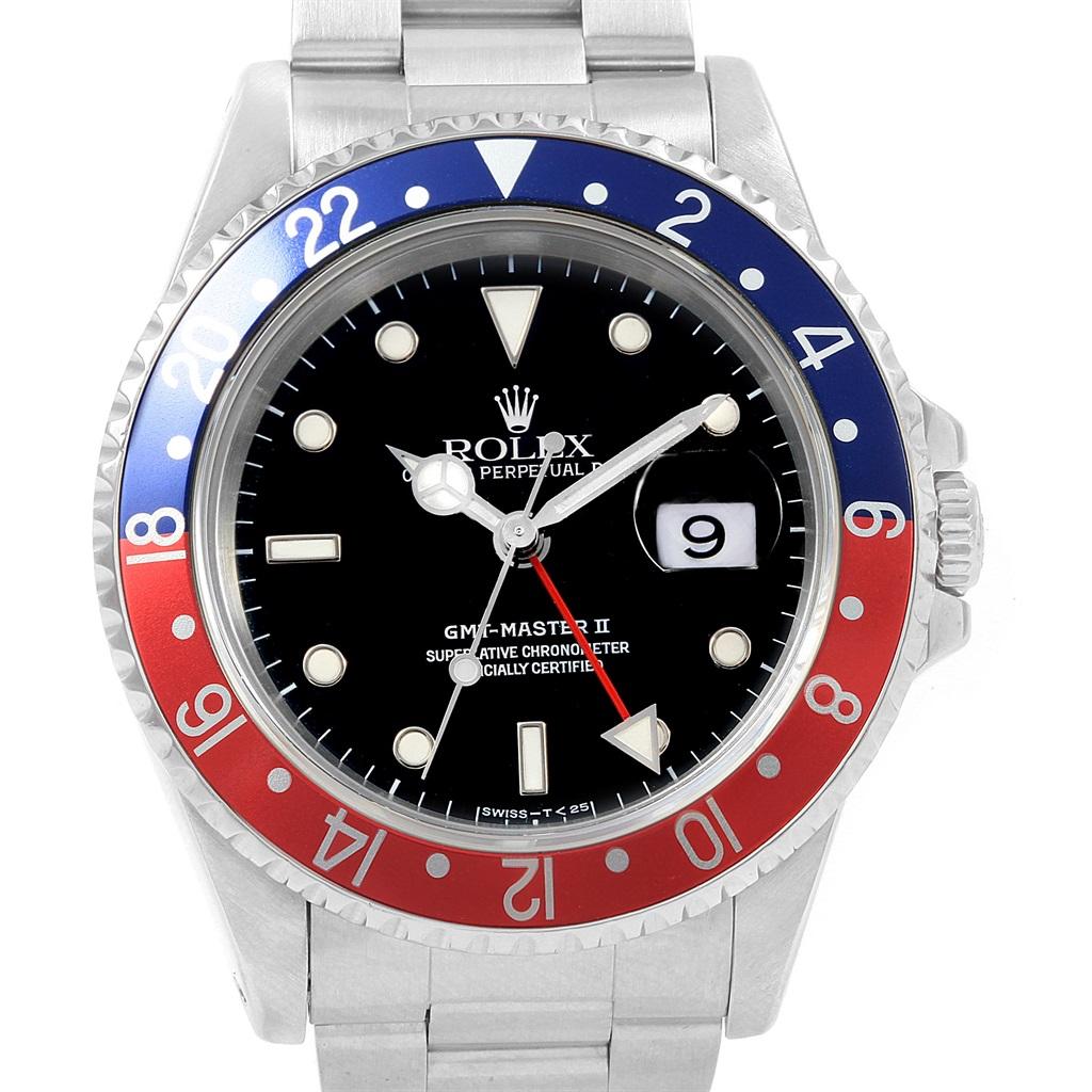 Rolex GMT Master II Blue Red Pepsi Bezel Men's Watch 16710 For Sale