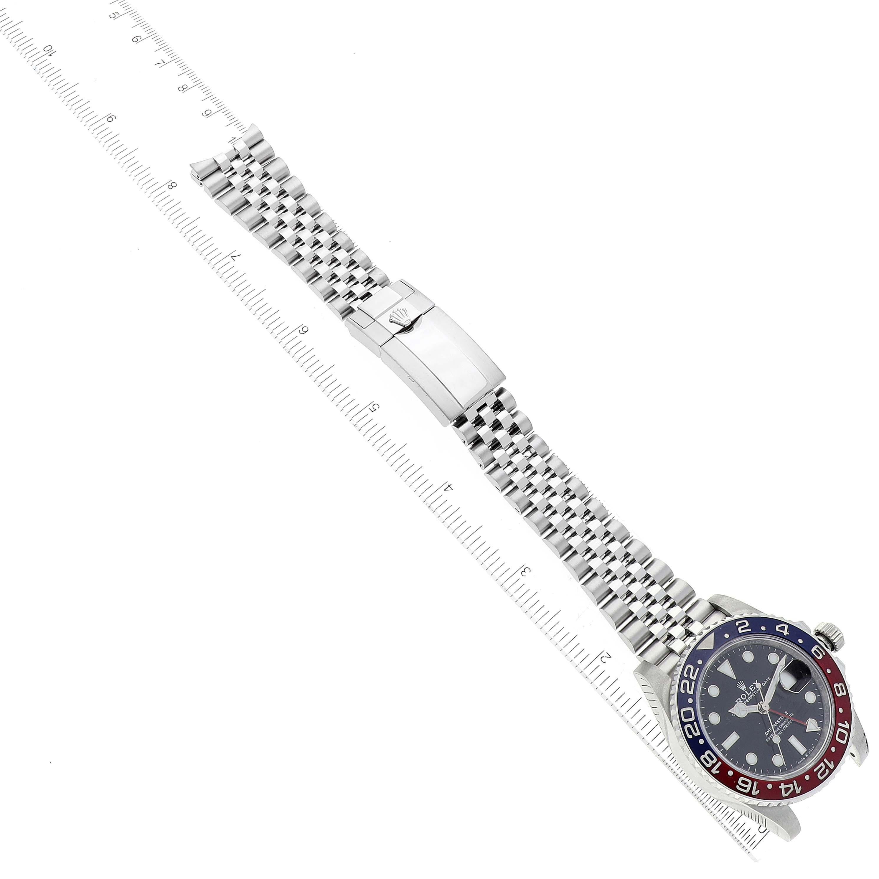 Rolex GMT Master II Azul Rojo Pepsi Bisel Acero Reloj Hombre 126710 Caja Tarjeta 8