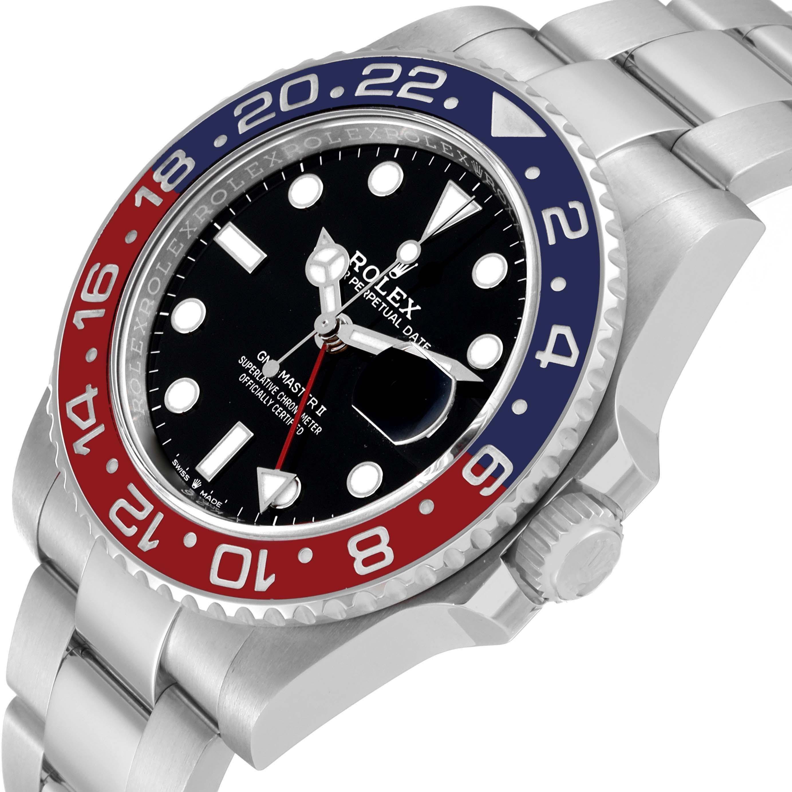 Rolex GMT Master II Blue Red Pepsi Bezel Steel Mens Watch 126710 Box Card For Sale 1