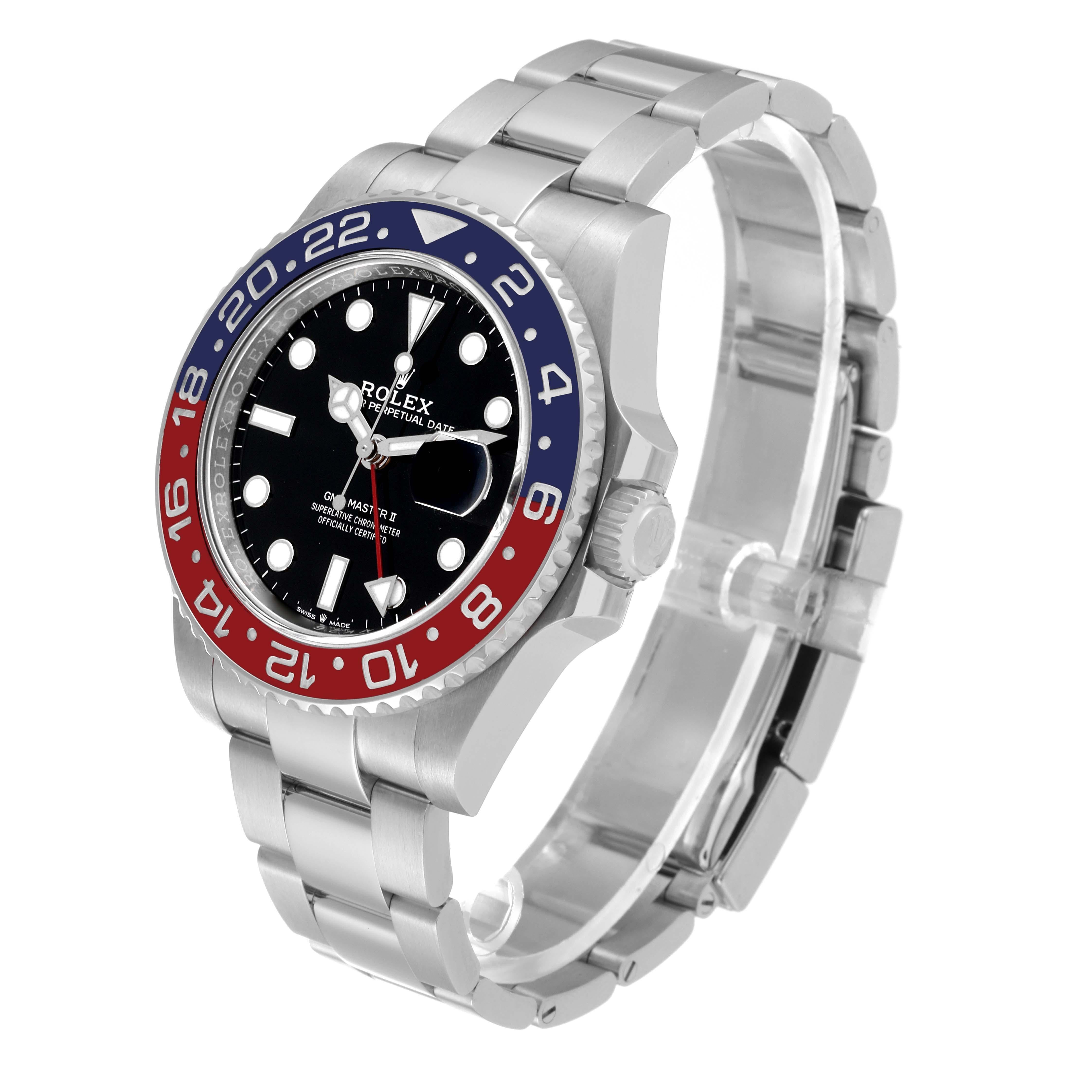 Rolex GMT Master II avec lunette Pepsi bleue et rouge, montre pour hommes 126710 avec carte boîte en vente 4