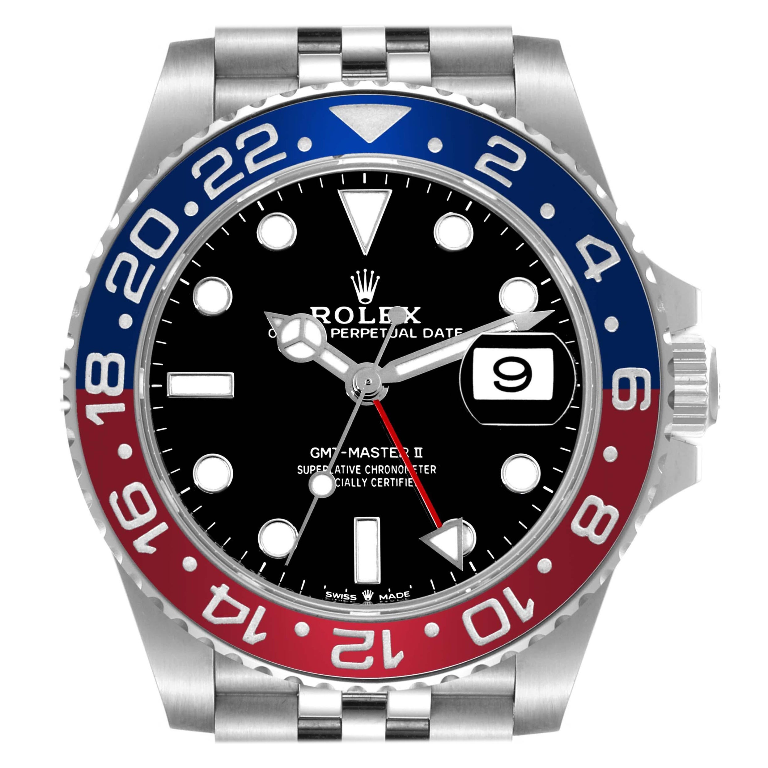 Rolex GMT Master II avec lunette Pepsi bleue et rouge, montre pour hommes 126710 avec carte boîte