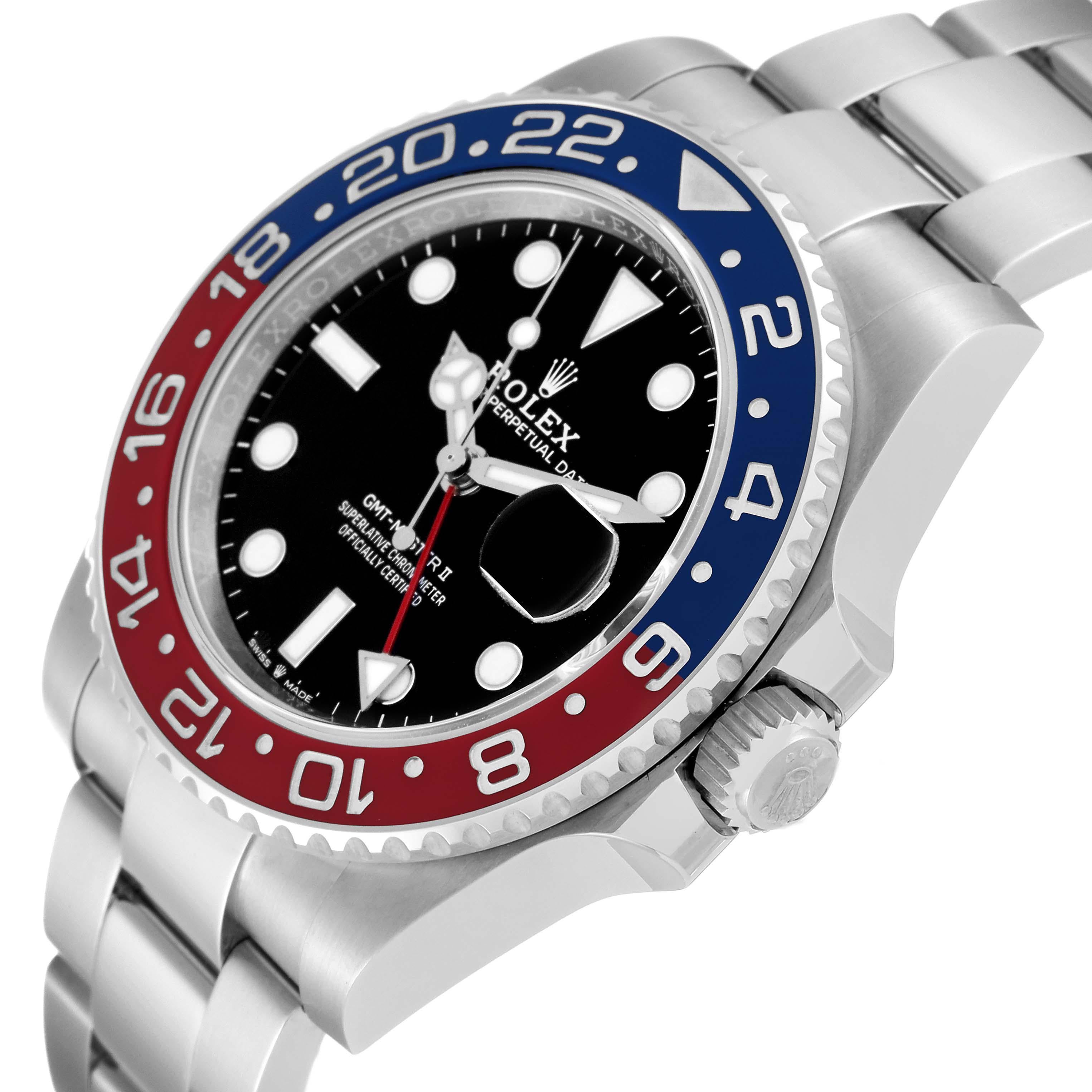 Rolex GMT Master II Blue Red Pepsi Bezel Steel Mens Watch 126710 Unworn In Excellent Condition In Atlanta, GA