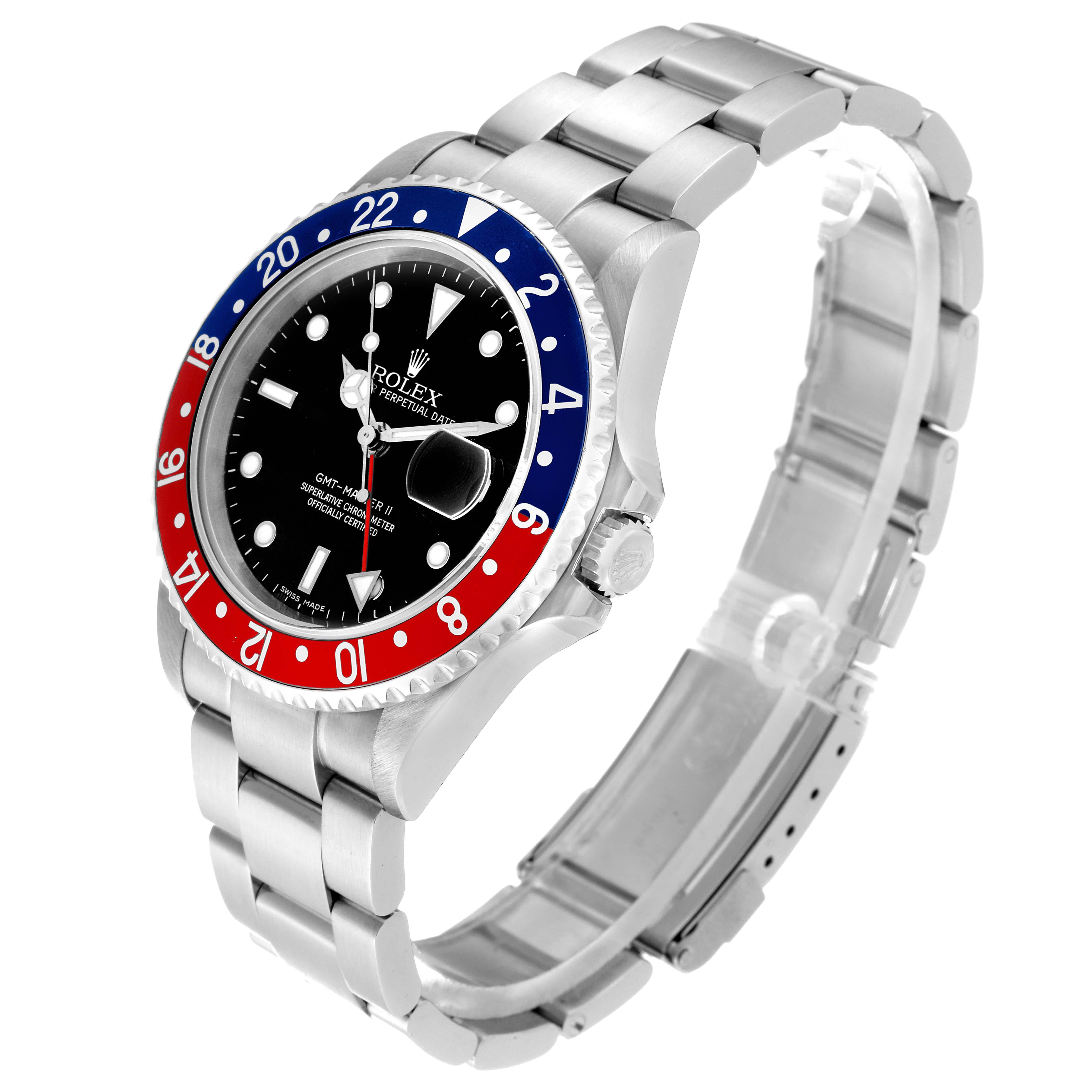 Rolex GMT Master II Blue Red Pepsi Bezel Steel Mens Watch 16710 Box Papers 8