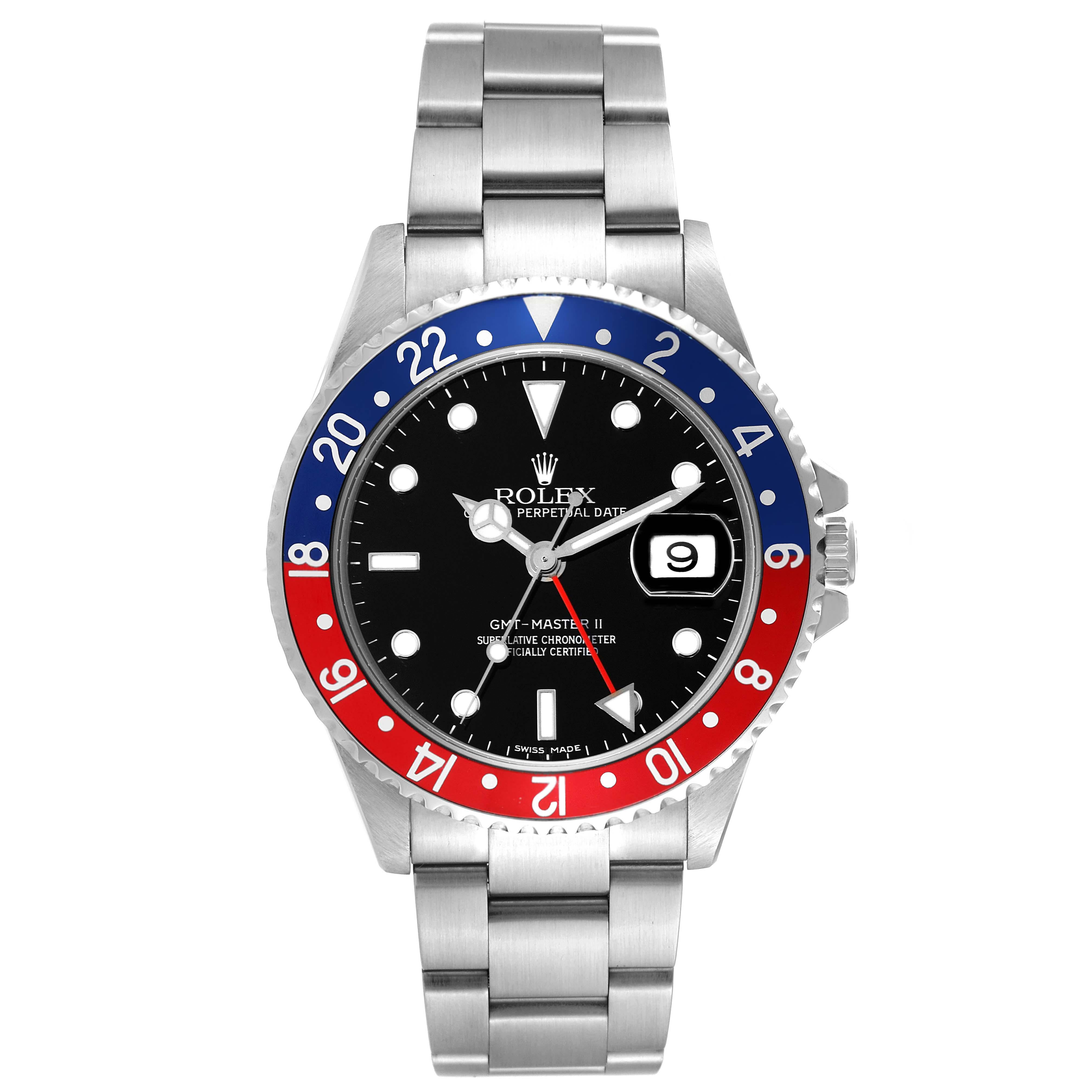 Rolex GMT Master II Blue Red Pepsi Bezel Steel Mens Watch 16710 Box Papers 1